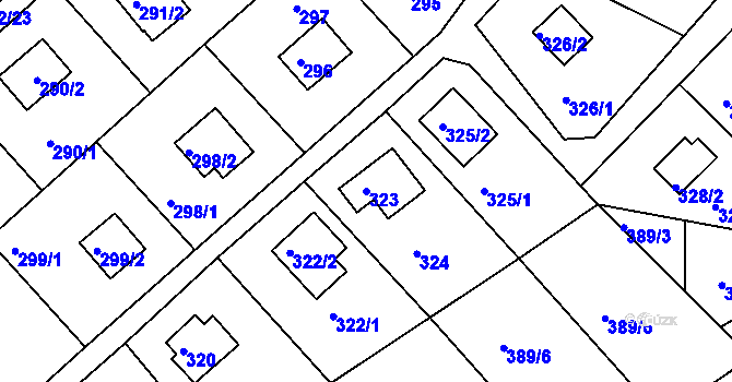 Parcela st. 323 v KÚ Rymaně, Katastrální mapa