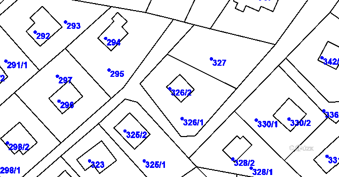Parcela st. 326/2 v KÚ Rymaně, Katastrální mapa