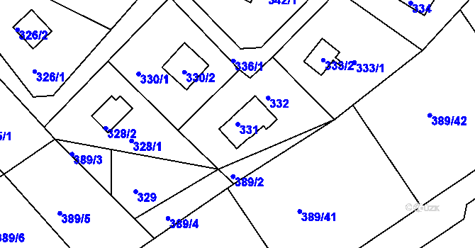 Parcela st. 331 v KÚ Rymaně, Katastrální mapa