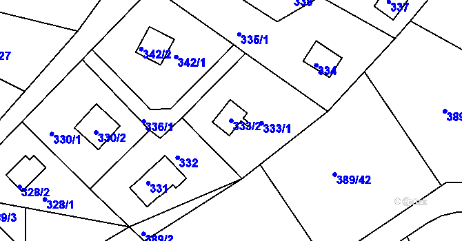 Parcela st. 333/2 v KÚ Rymaně, Katastrální mapa