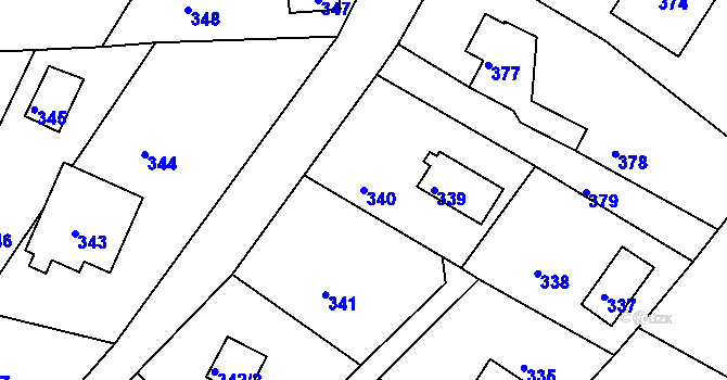 Parcela st. 340 v KÚ Rymaně, Katastrální mapa