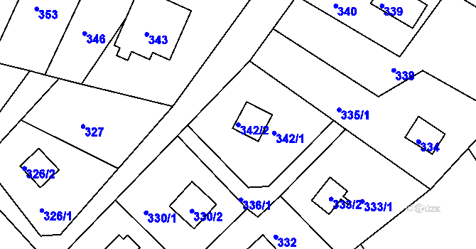 Parcela st. 342/2 v KÚ Rymaně, Katastrální mapa