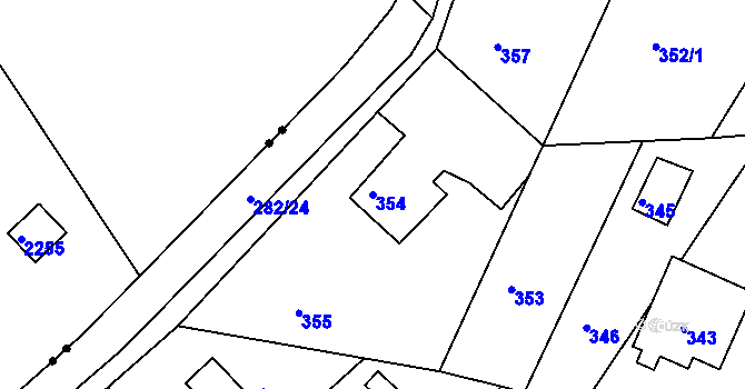 Parcela st. 354 v KÚ Rymaně, Katastrální mapa