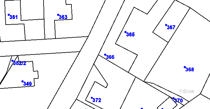 Parcela st. 366 v KÚ Rymaně, Katastrální mapa