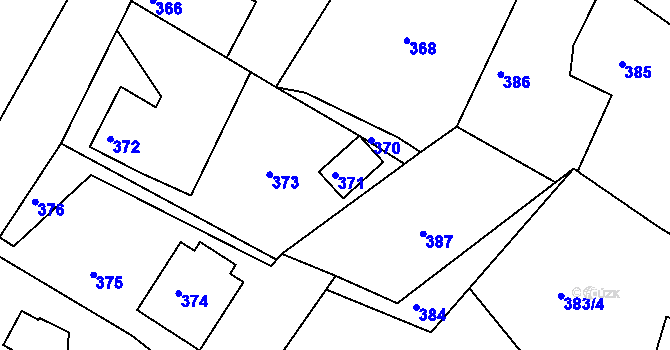Parcela st. 371 v KÚ Rymaně, Katastrální mapa