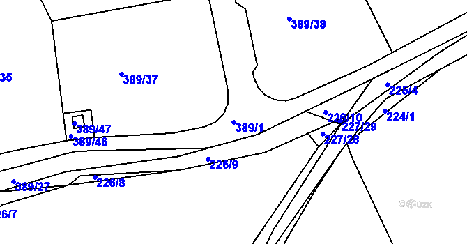 Parcela st. 389/1 v KÚ Rymaně, Katastrální mapa