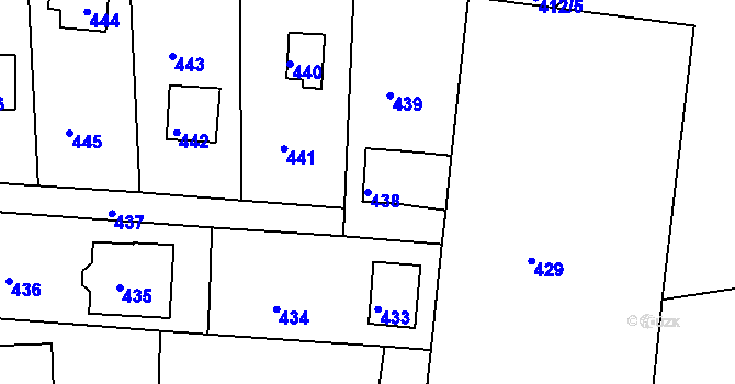 Parcela st. 438 v KÚ Rymaně, Katastrální mapa