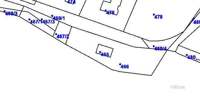 Parcela st. 465 v KÚ Rymaně, Katastrální mapa