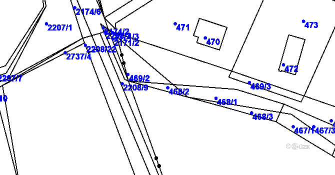 Parcela st. 468/2 v KÚ Rymaně, Katastrální mapa