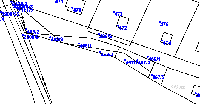 Parcela st. 468/3 v KÚ Rymaně, Katastrální mapa