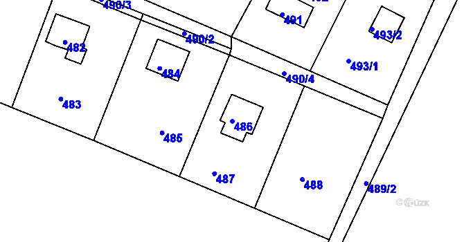 Parcela st. 486 v KÚ Rymaně, Katastrální mapa