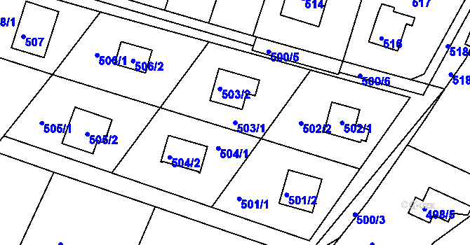 Parcela st. 503/1 v KÚ Rymaně, Katastrální mapa