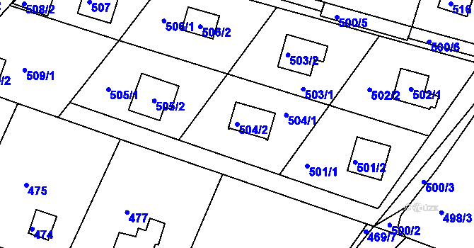 Parcela st. 504/2 v KÚ Rymaně, Katastrální mapa