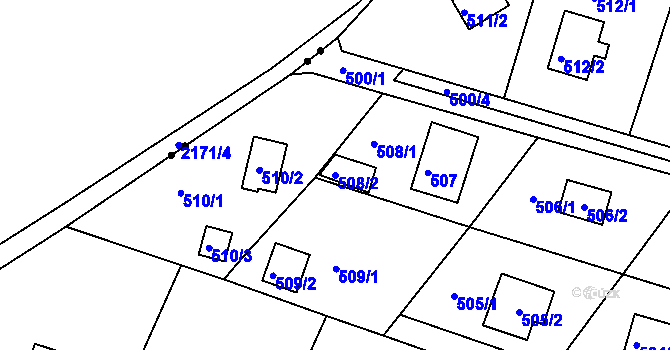 Parcela st. 508/2 v KÚ Rymaně, Katastrální mapa