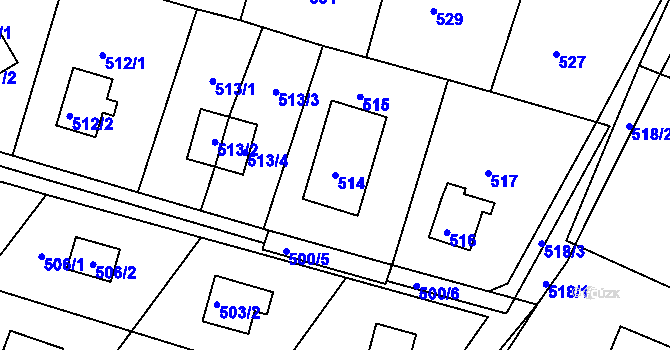 Parcela st. 514 v KÚ Rymaně, Katastrální mapa