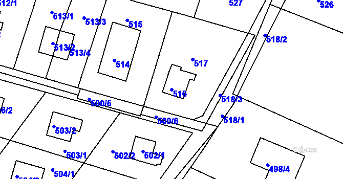 Parcela st. 516 v KÚ Rymaně, Katastrální mapa