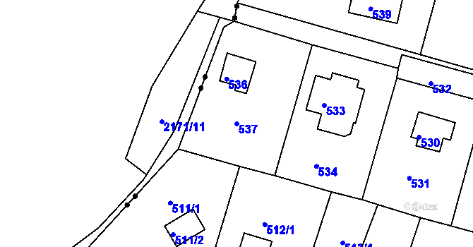 Parcela st. 537 v KÚ Rymaně, Katastrální mapa