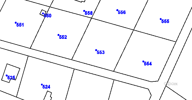Parcela st. 553 v KÚ Rymaně, Katastrální mapa