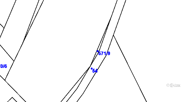 Parcela st. 571/9 v KÚ Rymaně, Katastrální mapa