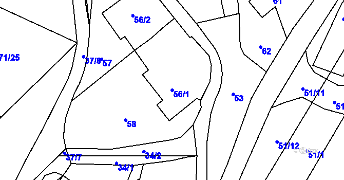 Parcela st. 56/1 v KÚ Rymaně, Katastrální mapa