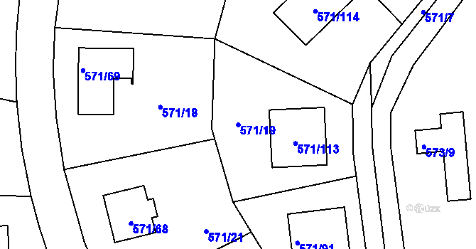 Parcela st. 571/19 v KÚ Rymaně, Katastrální mapa