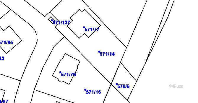 Parcela st. 571/14 v KÚ Rymaně, Katastrální mapa
