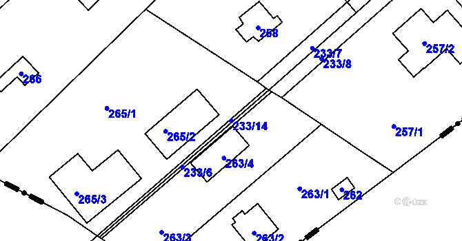 Parcela st. 233/14 v KÚ Rymaně, Katastrální mapa