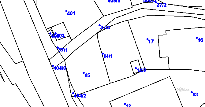 Parcela st. 14/1 v KÚ Rymaně, Katastrální mapa