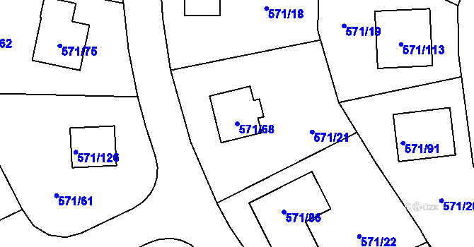 Parcela st. 571/68 v KÚ Rymaně, Katastrální mapa