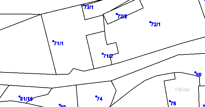 Parcela st. 71/2 v KÚ Rymaně, Katastrální mapa