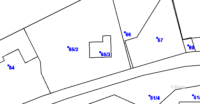 Parcela st. 65/3 v KÚ Rymaně, Katastrální mapa
