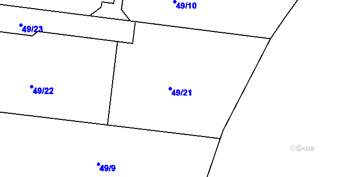 Parcela st. 49/21 v KÚ Rymaně, Katastrální mapa
