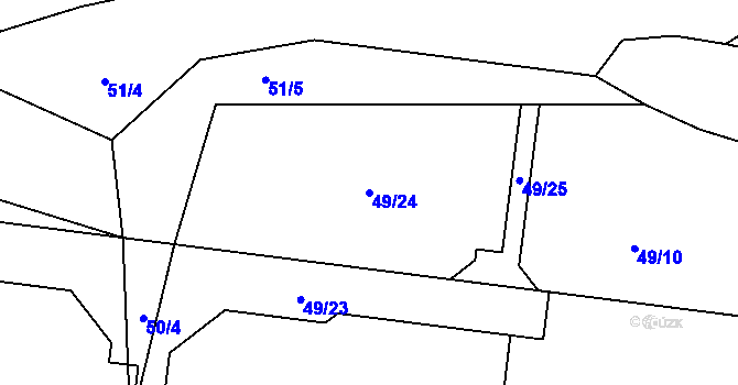 Parcela st. 49/24 v KÚ Rymaně, Katastrální mapa