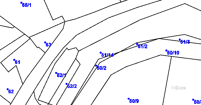 Parcela st. 51/14 v KÚ Rymaně, Katastrální mapa
