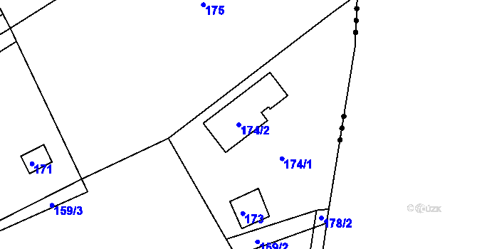 Parcela st. 174/2 v KÚ Rymaně, Katastrální mapa