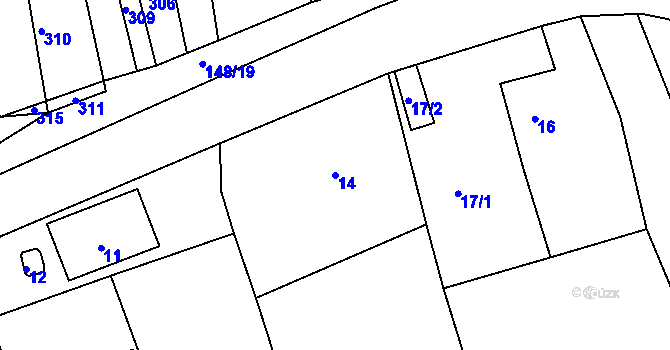 Parcela st. 14 v KÚ Stříbrná Lhota, Katastrální mapa