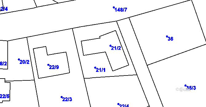 Parcela st. 21 v KÚ Stříbrná Lhota, Katastrální mapa