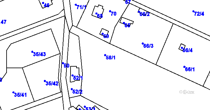 Parcela st. 58/1 v KÚ Stříbrná Lhota, Katastrální mapa