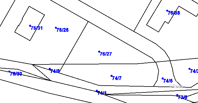 Parcela st. 76/27 v KÚ Stříbrná Lhota, Katastrální mapa