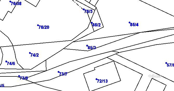 Parcela st. 85/3 v KÚ Stříbrná Lhota, Katastrální mapa