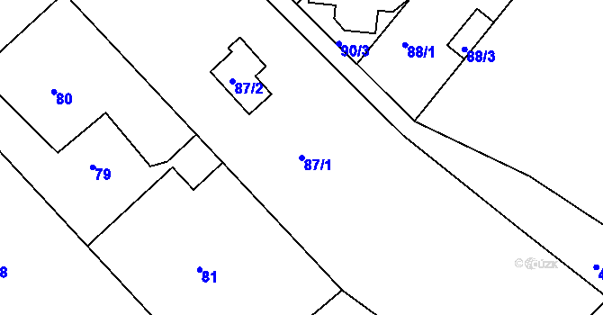 Parcela st. 87/1 v KÚ Stříbrná Lhota, Katastrální mapa