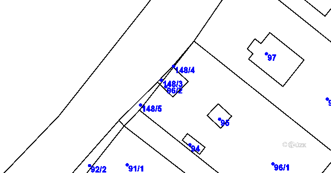 Parcela st. 96/2 v KÚ Stříbrná Lhota, Katastrální mapa
