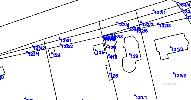 Parcela st. 125 v KÚ Stříbrná Lhota, Katastrální mapa