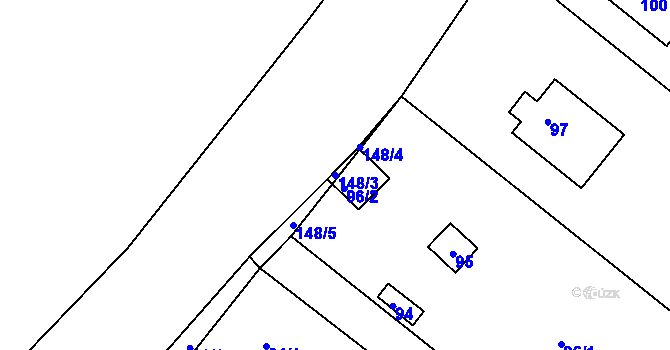 Parcela st. 148/3 v KÚ Stříbrná Lhota, Katastrální mapa