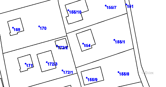 Parcela st. 154 v KÚ Stříbrná Lhota, Katastrální mapa