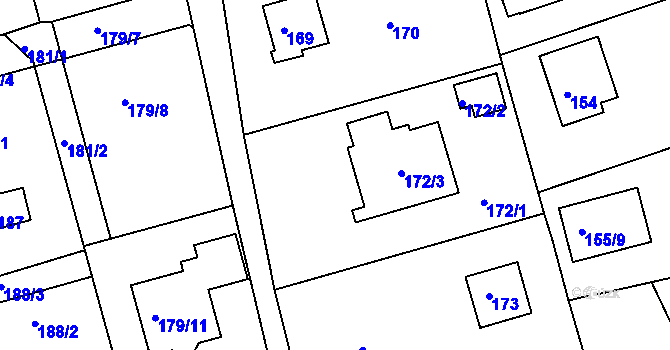 Parcela st. 171 v KÚ Stříbrná Lhota, Katastrální mapa