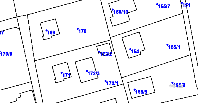 Parcela st. 172/2 v KÚ Stříbrná Lhota, Katastrální mapa