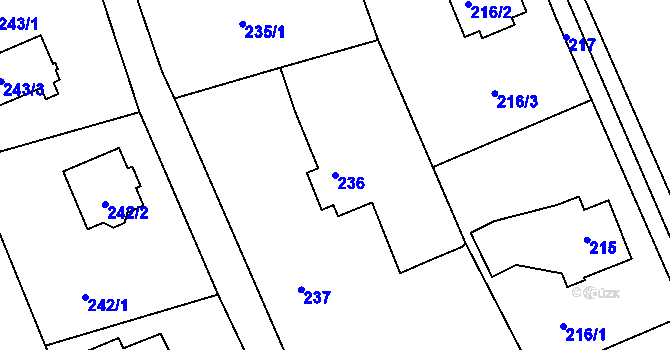 Parcela st. 236 v KÚ Stříbrná Lhota, Katastrální mapa