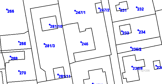 Parcela st. 246 v KÚ Stříbrná Lhota, Katastrální mapa
