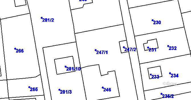 Parcela st. 247/1 v KÚ Stříbrná Lhota, Katastrální mapa